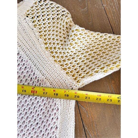 Cotton by Autumn Cashmere Color Block Honeycomb Sweater in Bleach White & Neutra - Picture 7 of 8